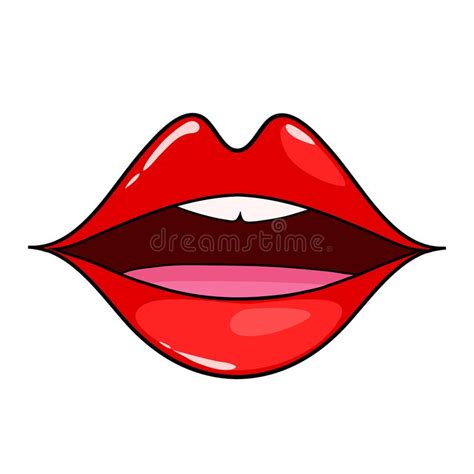 Female Lips Mouth With A Kiss Smile Tongue Teeth Vector Com Stock