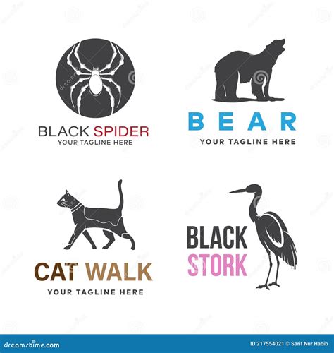 Animal Logo Design Set Stock Vector Illustration Of Logotype 217554021