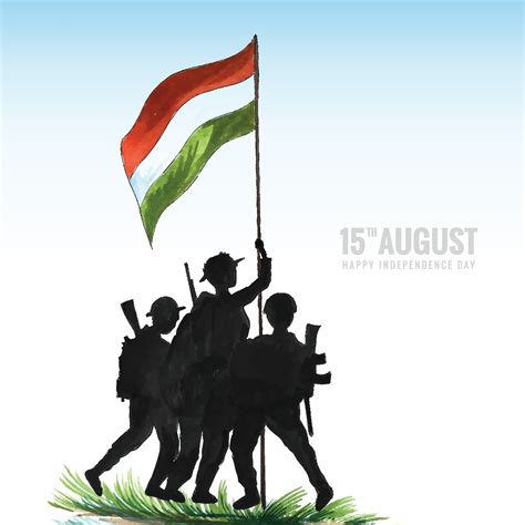 India Independence Day Background With Soldiers Hold Up Indian Flag
