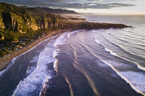 Beautiful Sunset At Punakaiki Beach In New Zealand Stock Image Image