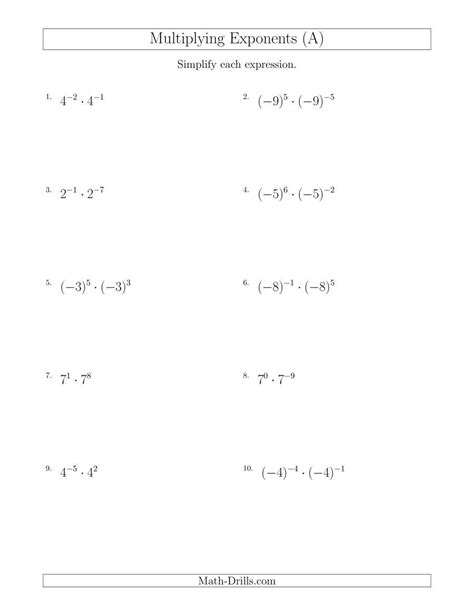 30 Multiplying And Dividing Exponents Worksheets