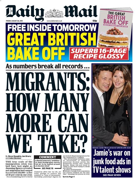 Fridays Daily Mail Front Page Migrants How Many More