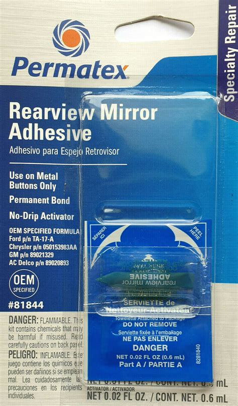 permatex rear view mirror adhesive permanent bond metal to glass