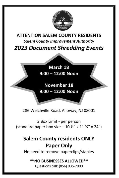 Salem County 2023 Shredding Event New Jerseys Heartland Nj Heartland