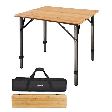 Kingcamp Bamboo Folding Table Portable Picnic Camping Table With Carry
