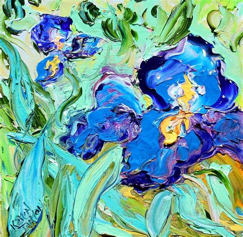 Flowers Original Textured Palette Knife Iris Irises Oil Etsy Iris