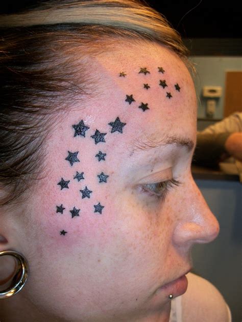 Many Smal Stars Face Tattoo Tattooimagesbiz