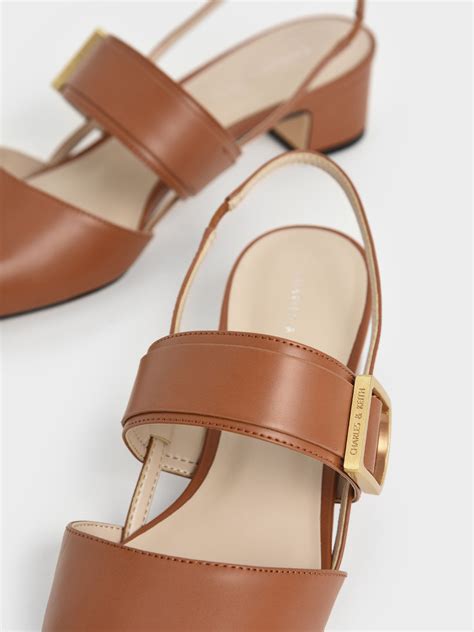 Cognac Buckle Slingback Pumps Charles And Keith Au