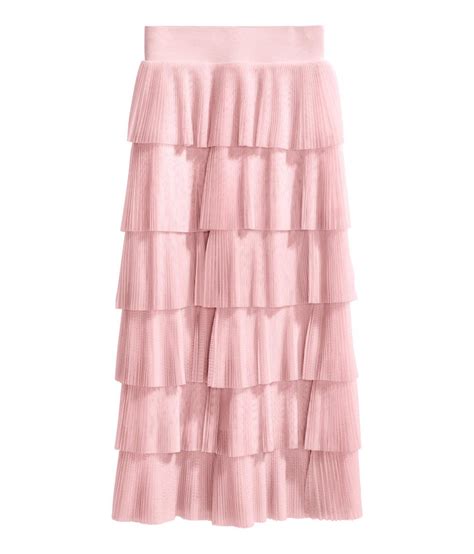 Handm Tulle Tiered Skirt In Light Pink Pink Lyst
