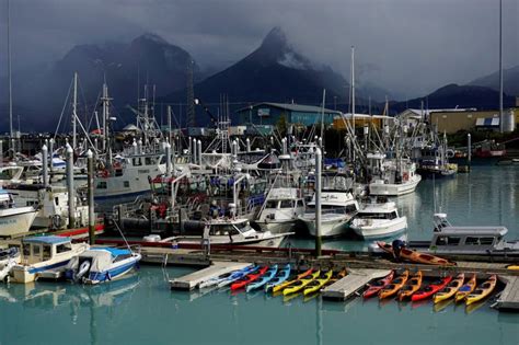 The Pier In Valdez Town Alaska Stock Image Image Of Harbor Business