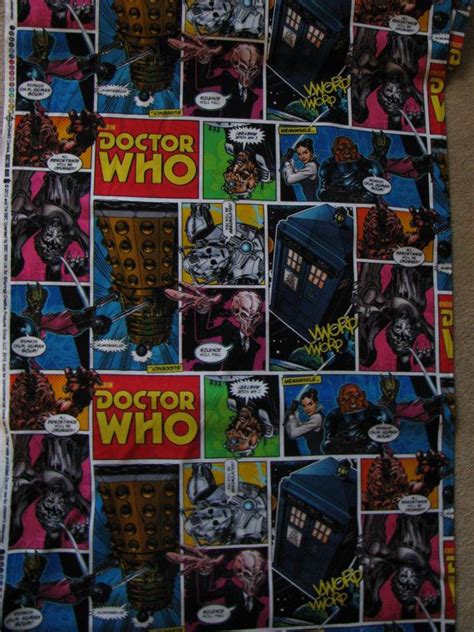 Dr Who Fabric 2 Yard Remnant Cotton Tardis Multicolor Large Print