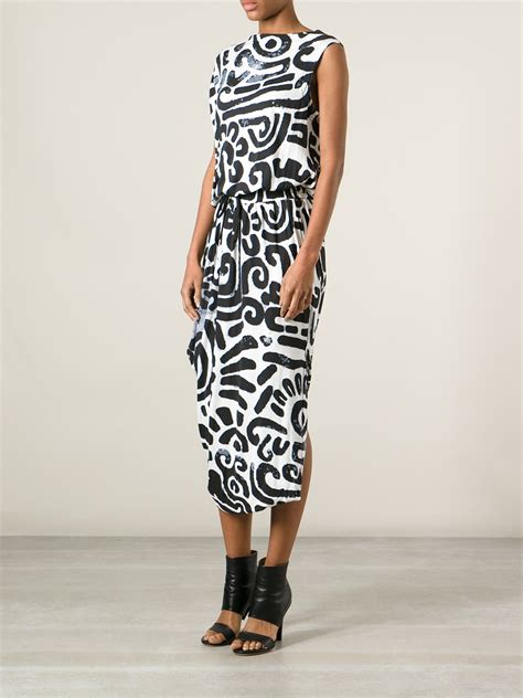Vivienne Westwood Anglomania Aztec Print Dress In White Black Lyst