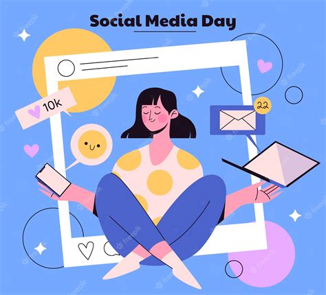 Premium Vector Flat Social Media Day Illustration With Person And