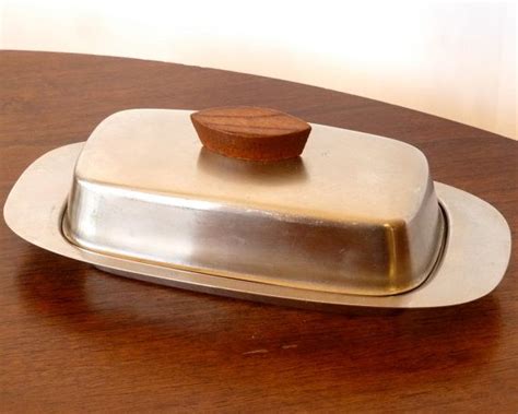 Only $11.99 + free shipping, buy ceramic butter dish with handle lid on tinkleo.com, perfect for east/west butter, 6 x 3.8 x 3.8. Mid Century Danish Modern Butter Dish -- Stainless Steel ...