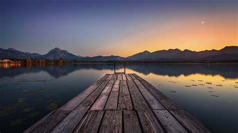1600x900 Lake Pier and Mountain Sunset 1600x900 Resolution Wallpaper ...