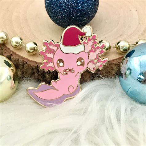 Christmas Axolotl Enamel Pin Axolotl W Candy Cane Christmas Etsy
