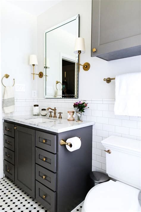 Get free shipping on qualified brass bathroom hardware or buy online pick up in store today in the bath department. Katie Davis Design | Classic Bathroom Remodel black and ...