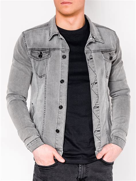 Mens Mid Season Jeans Jacket C345 Grey Modone Wholesale Clothing