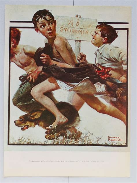 Vintage Norman Rockwell No Swimming Book Print Vintage