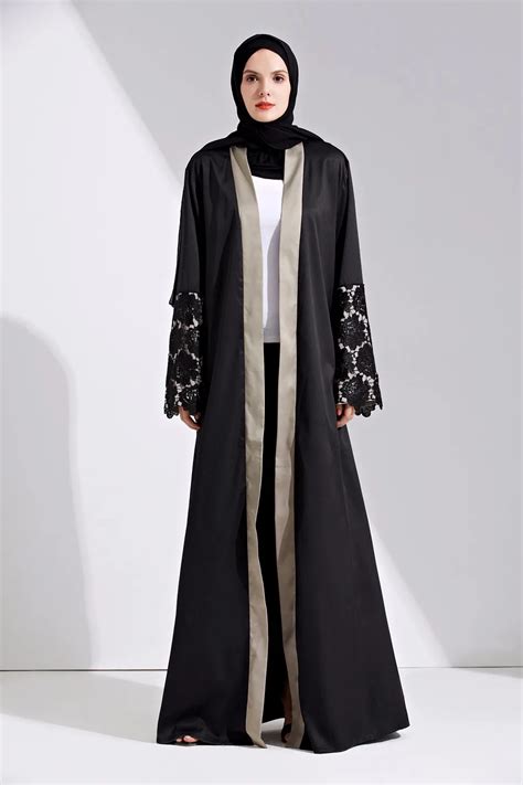 2018 Women Muslim Abaya Plus Size Middle East Islamic Clothing Patchwork Cardigan Lace Turkish