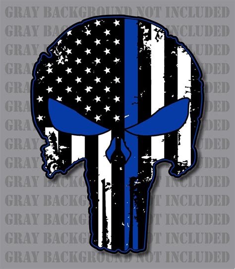 Thin Blue Line Punisher Skull Police Officer Decal Firehouse Graphics