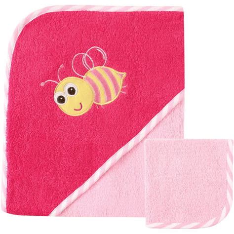 Luvable Friends Newborn Baby Girl Hooded Towel And Washcloth Walmart