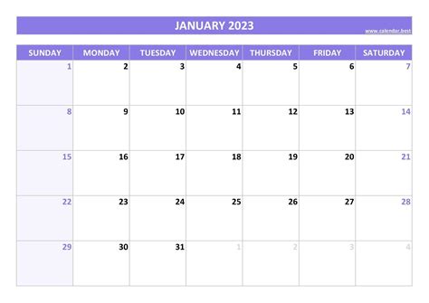 January 2023 Calendar Calendarbest