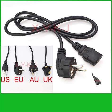 100pcs Universal 3 Prong Power Cord Cable 12m Uk Plug Eu Plug Us