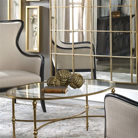 Uttermost quillon glass coffee table 5033. uttermost vitya glass oval coffee table in gold leafed - 24338