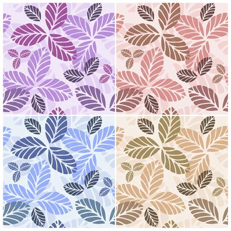 Premium Vector Set Of Floral Seamless Patters With Leaves Vector