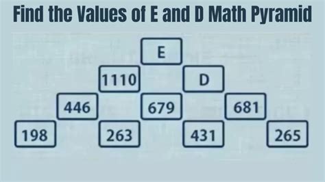 Brain Teaser Can You Find The Values Of E And D Math Pyramid News
