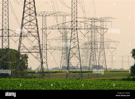 High Voltage Power Lines Stock Photo Alamy