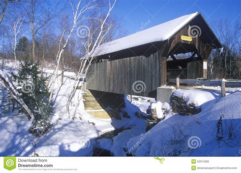 The Goldbrook Covered Bridge In Stowe Vermont During The