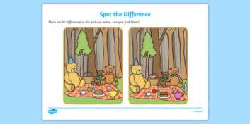 Teddy Bears Picnic Spot The Difference Spot The Difference