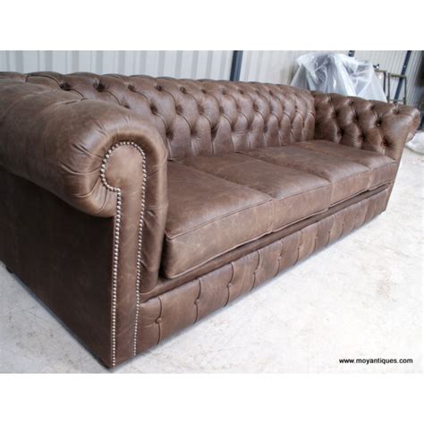 Chesterfield 4 Seat Sofa Cracked Wax Moy Antiques