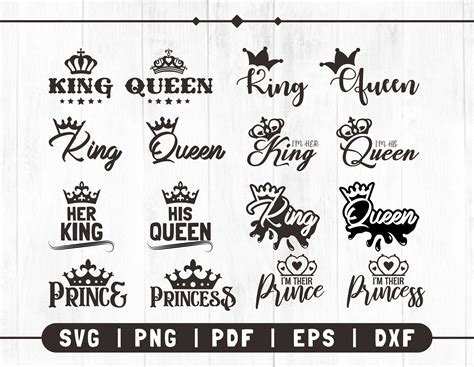 Queen And King Svg King Queen Svg Her King Svg His Queen Etsy