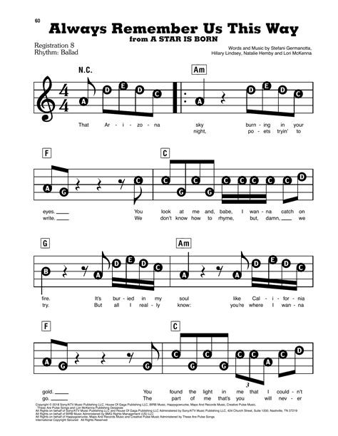 Always Remember Us This Way From A Star Is Born Sheet Music Lady