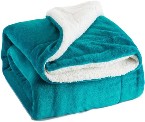 Bedsure Sherpa Fleece Blanket Queen Size Teal Plush Throw Blanket Fuzzy