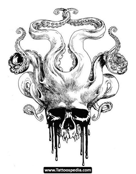Skull Octopus Tattoo Drawing Skull Art Octopus Tattoo Tattoo Drawings