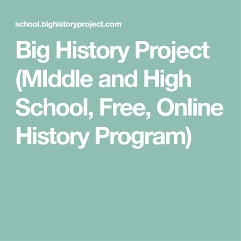 Big History Project Middle And High School Free Online History