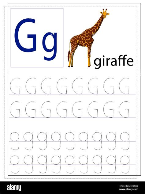 Una Hoja De Trabajo Para Niños Con La Letra G Para Aprender El Alfabeto