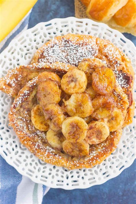 This Cinnamon Banana Croissant French Toast Features Thick Slices Of