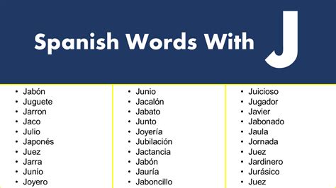 Spanish Words That Start With J Spanish Words Grammarvocab