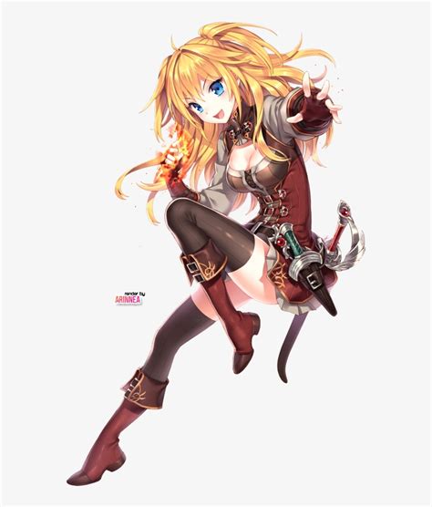 Anime Girl With Blonde Hair And Blue Eyes With Sword