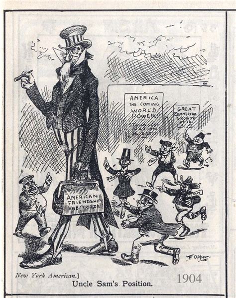 cartoon cliche primer uncle sam s position 1904 coming trade power