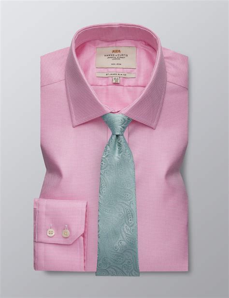 Men S Formal Pink Slim Fit Shirt Single Cuff Non Iron Hawes Curtis
