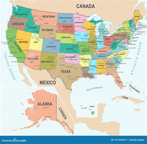 De Kaart Van Verenigde Staten Vectorillustratie Stock Illustratie