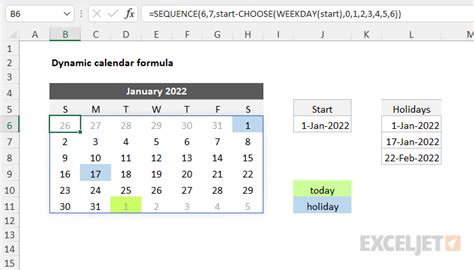 Dynamic Calendar Formula Excel Formula Exceljet