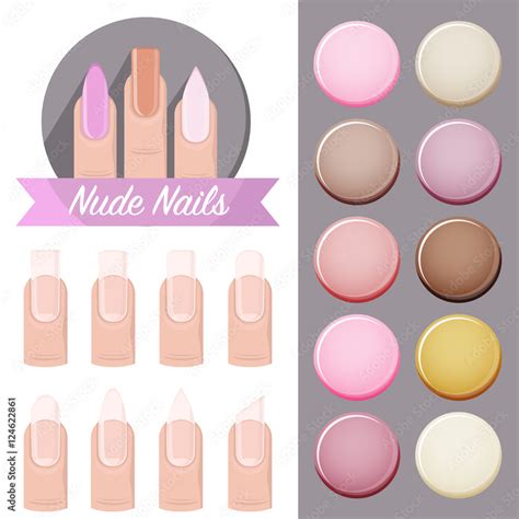 Nude Nails Salon Vector Logo Icons And Color Palete With Fingernails