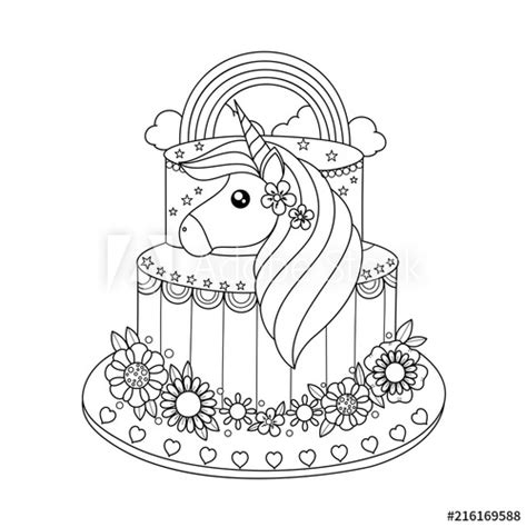 You might want to see our printable coloring sheet collection below Unicorn cake coloring book for adult. Vector illustration ...